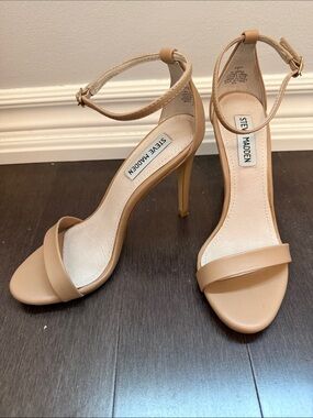 Steve Madden Stecy Nude/Tan Ankle-Strap Stiletto Sandals (Size 7)